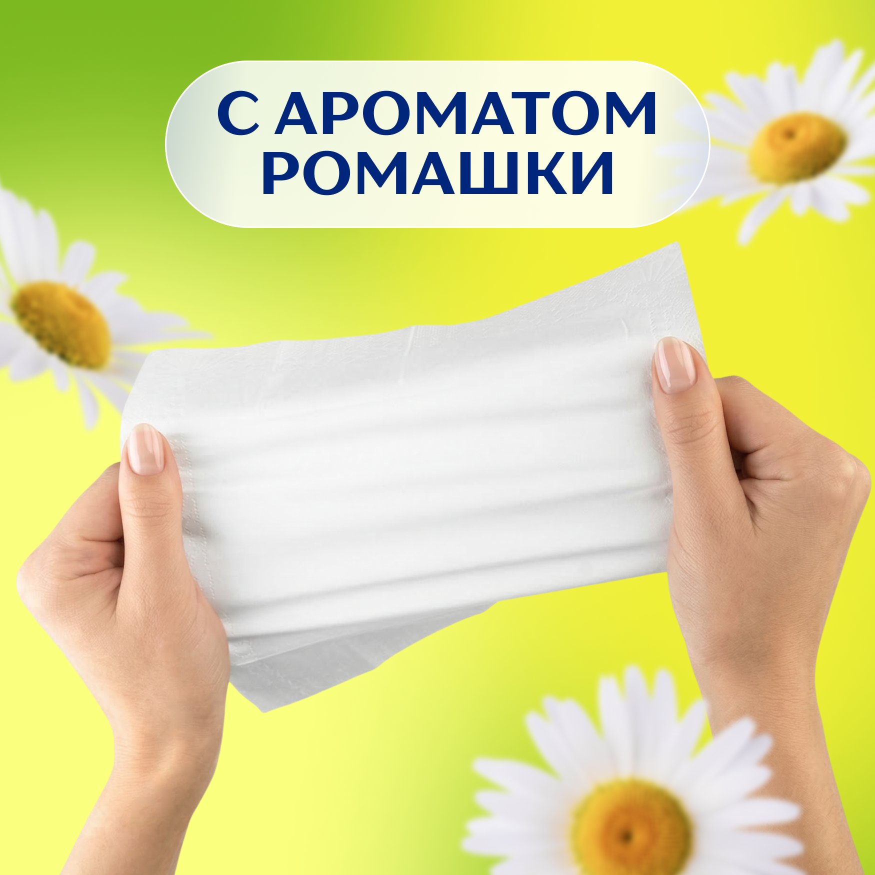 Платочки бумажные носовые Zemma Deluxe Нежная Ромашка, 3 слоя, 10шт.Х 24 - фото №3